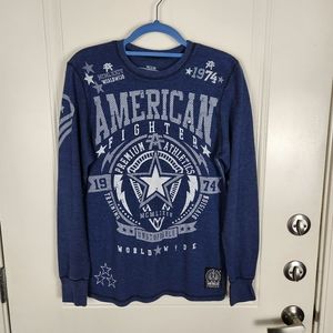 AMERICAN FIGHTER by Affliction Thermal Shirt Blue Long Sleeve Size M